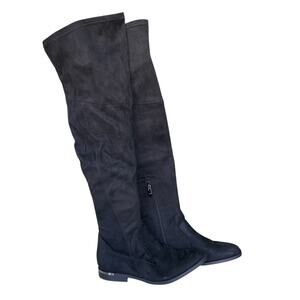 Marc Fisher Faux Suede Inner Half Zip Over The Knee Boots Black Size 8 Medium